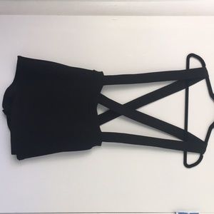 NWOT Black skort with suspenders